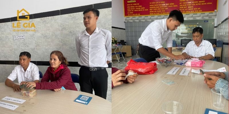 Khách hàng ký hợp đồng giao dịch bất động sản cùng chuyên viên Lê Gia Land.