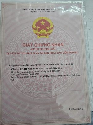 Sổ hồng riêng nhà mặt tiền gò hưu